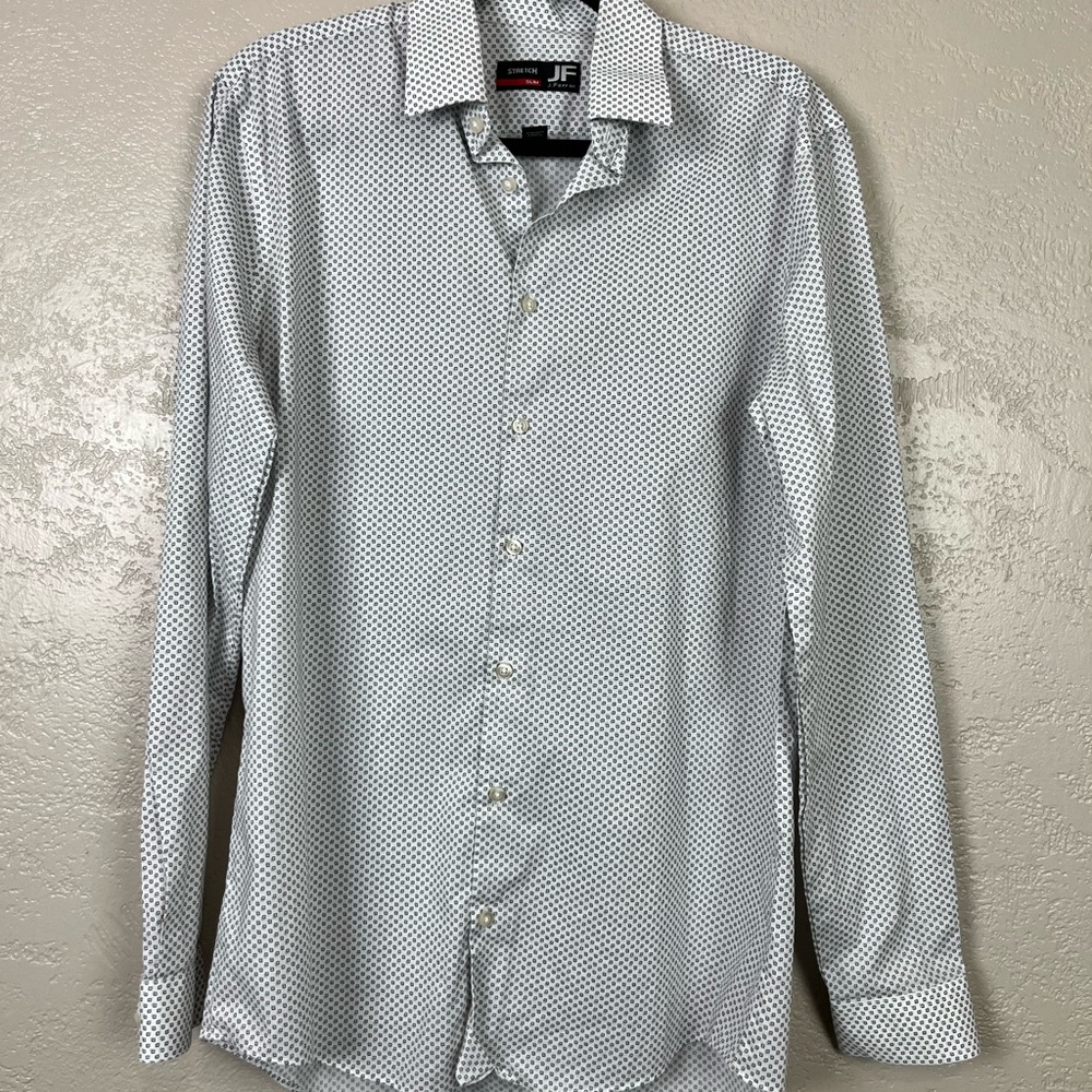5 for $30‎ JF J. Ferrar Men's Medium White Black  Button Down Shirt Long Sleeve